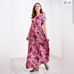 Latched Mama Tie Front Maxi Dress Floral Nursing Breastfeeding Maternity